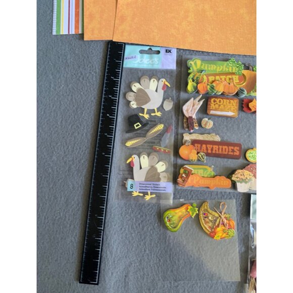 Fall & Halloween Scrapbooking Kit - Stickers Cutouts Patterned Paper & Embellish - Picture 12 of 13